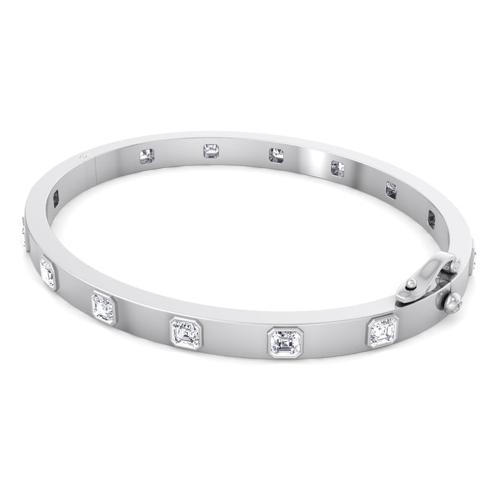 Milly - Asscher Cut Bezel Set Natural Diamond Bangle - Gem Jewelers Co