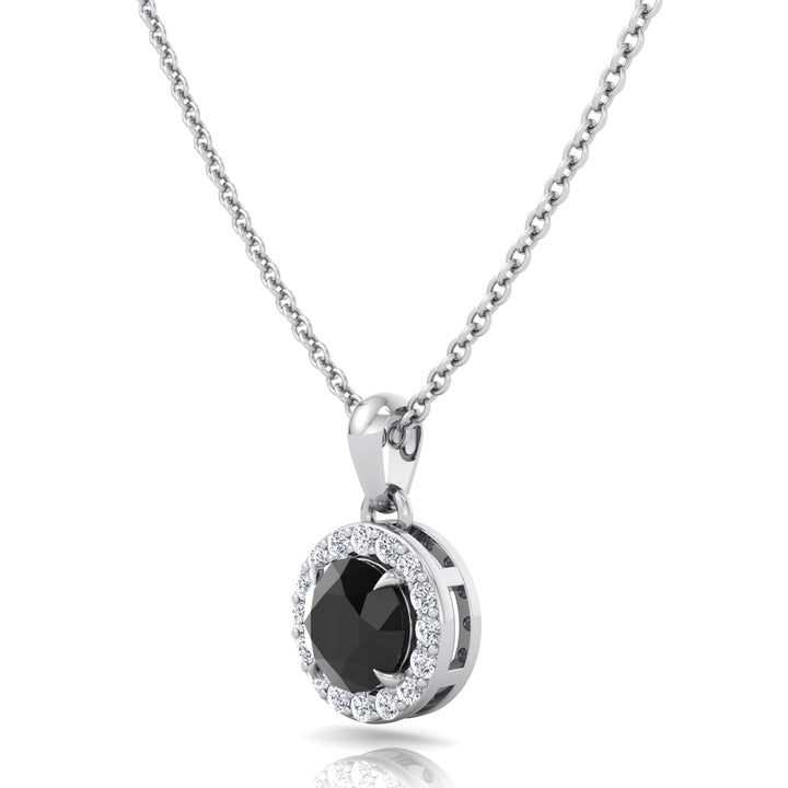 Black and White Natural Diamond Halo Pendant