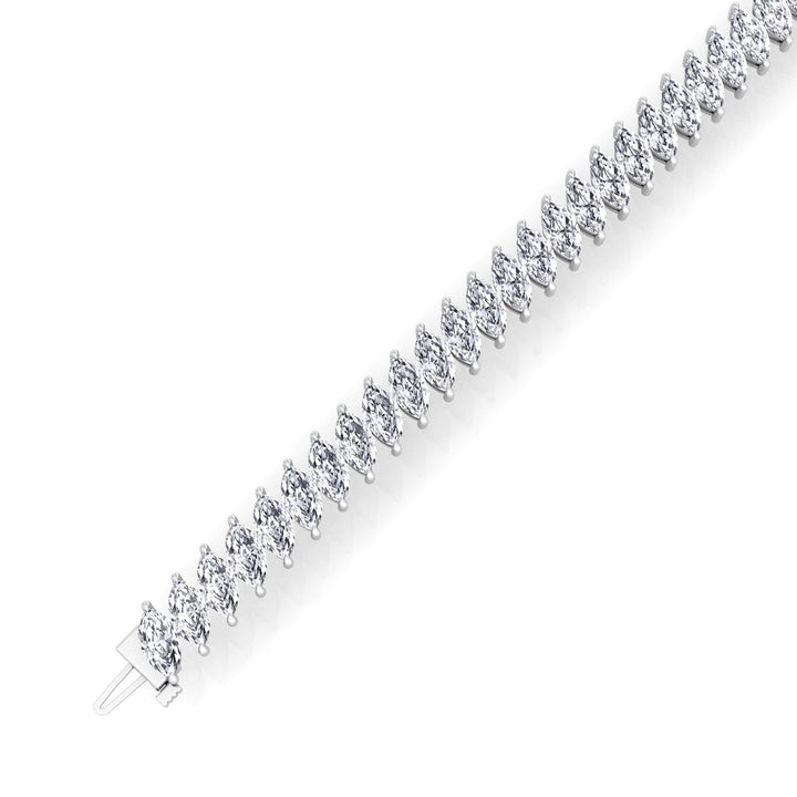 Marquise Cut Natural Diamond Tennis Bracelet 14K Solid Gold