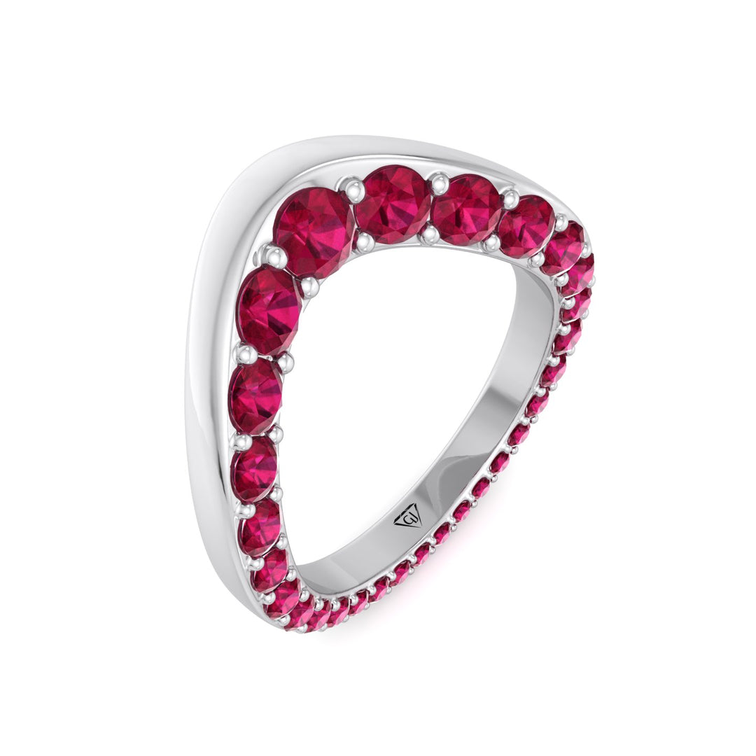 Natural Red Ruby Invisible Halo Eternity Band White Gold 18K