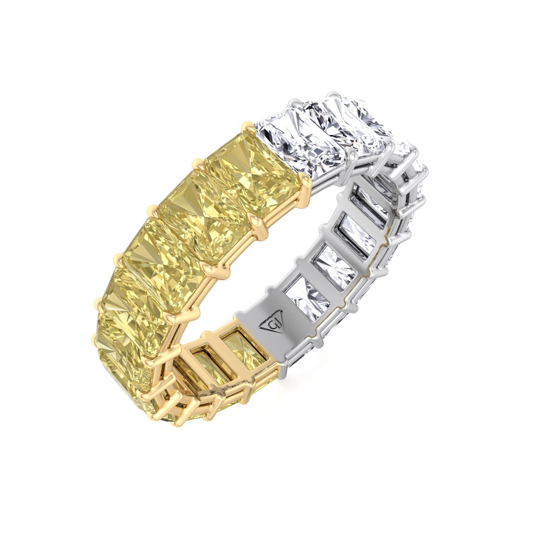 Gemma - Two Tone Radiant Cut Yellow Diamond Eternity Band - Gem Jewelers Co