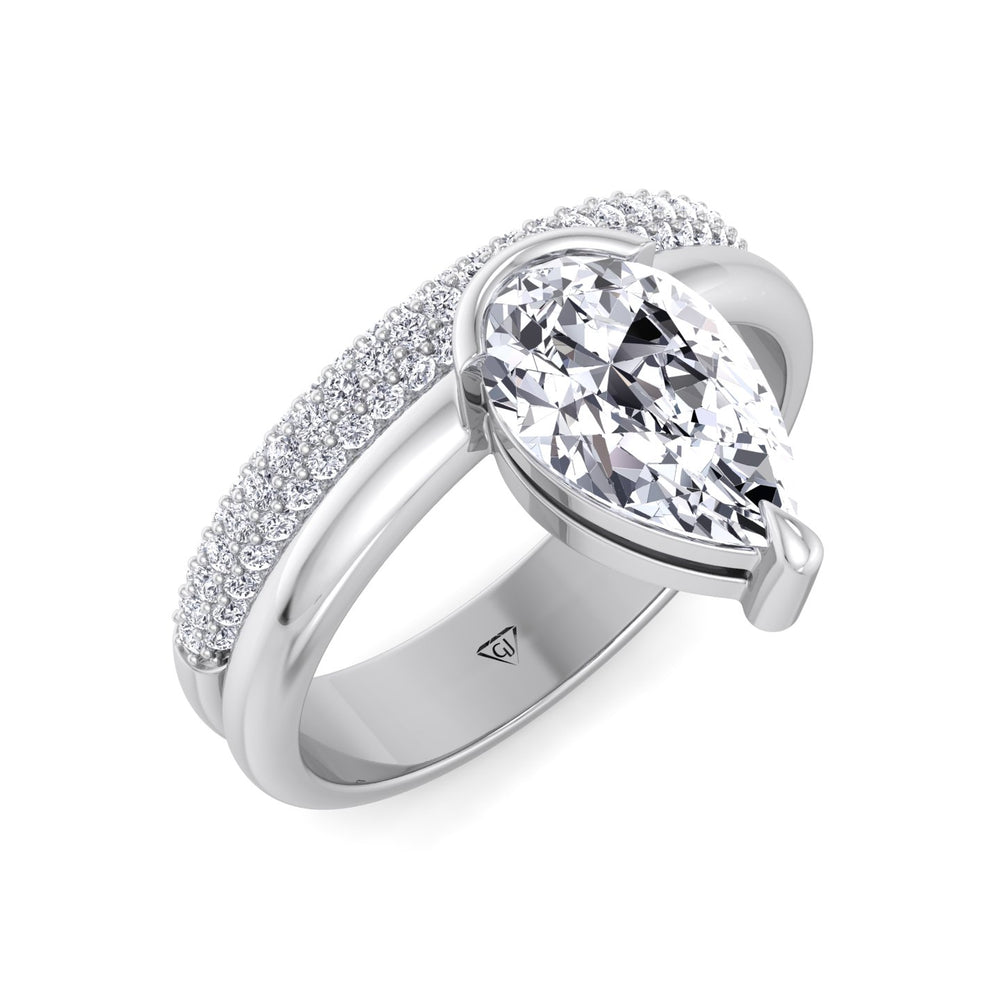 Zelie - Floating Pear Shape Diamond Double Band Engagement Ring - Gem Jewelers Co