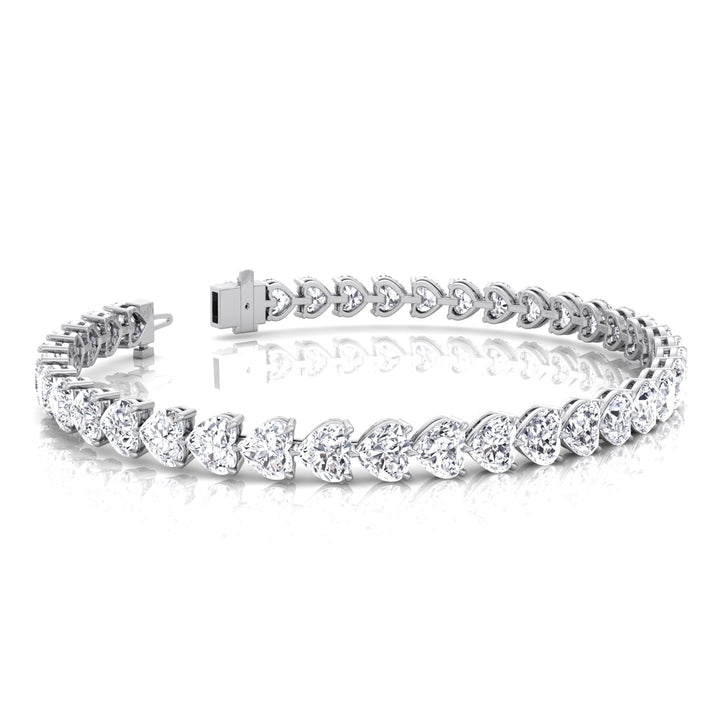 East to West Heart Shape Natural Diamond Tennis Bracelet White     11CT