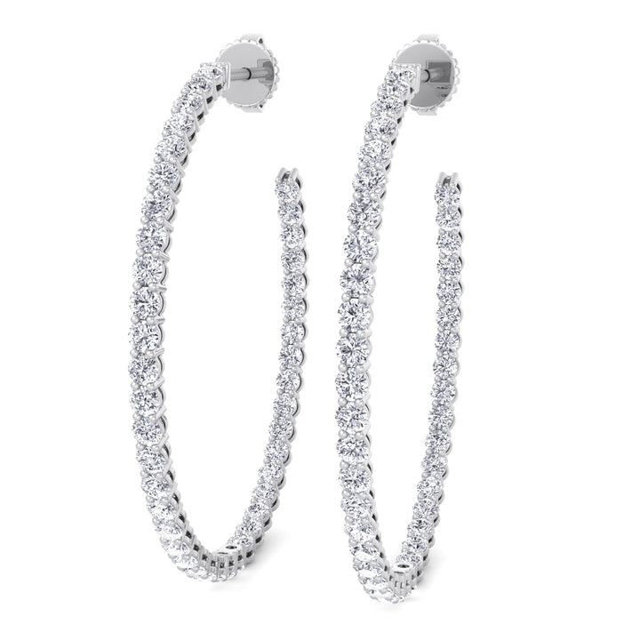 Clara - 6.2CT Round Diamond Inside Out Hoops - Gem Jewelers Co