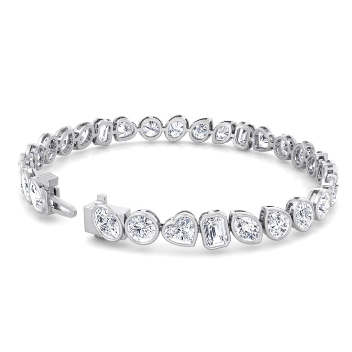 Bezel Multi Shape Natural Diamond Tennis Bracelet in Solid Gold 11CT