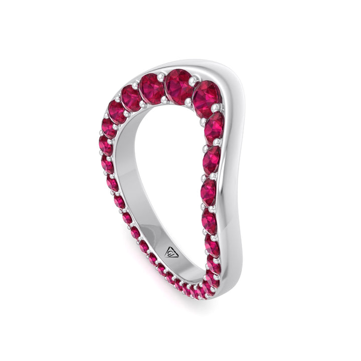 Natural Red Ruby Invisible Halo Eternity Band White Gold