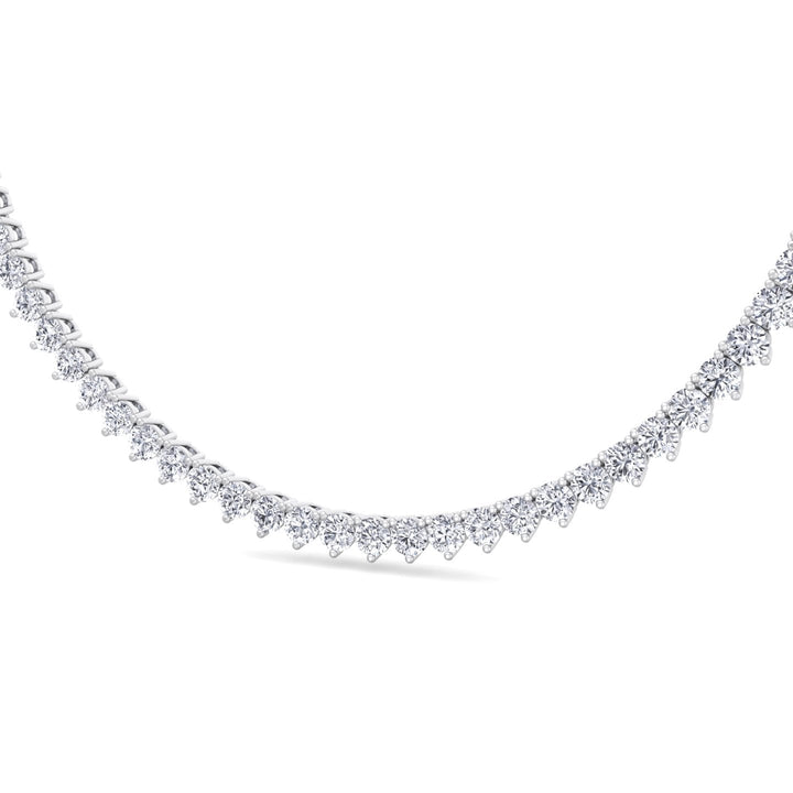 9.56CT T.W 3-Prong Diamond Tennis Necklace in 14k White Gold