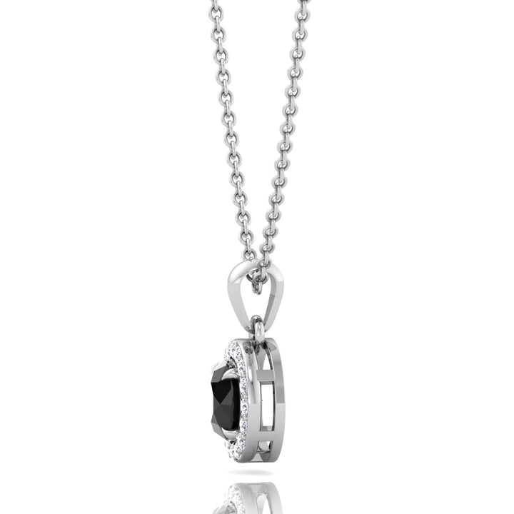Black and White Natural Diamond Halo Pendant