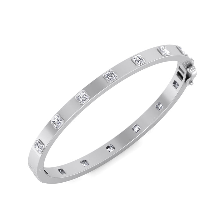 Milly - Asscher Cut Bezel Set Natural Diamond Bangle - Gem Jewelers Co