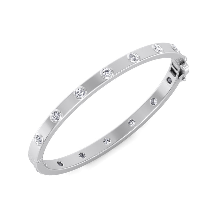 Anza - Round Cut Bezel Set Natural Diamond Bangle - Gem Jewelers Co
