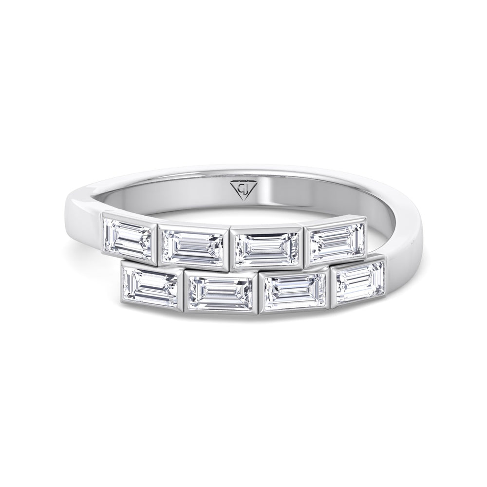 Giselli - Baguette Shape Bezel Setting Diamond Wrap Ring - Gem Jewelers Co