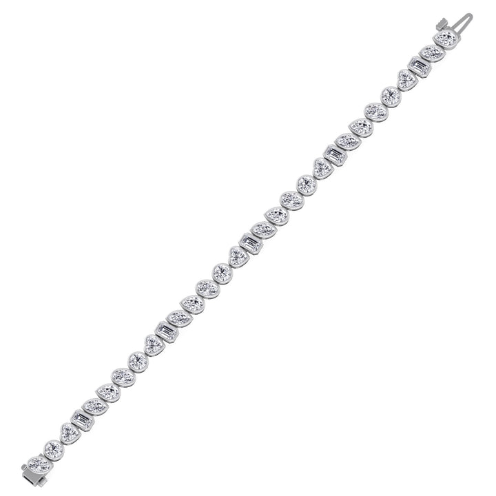 Bezel Multi Shape Natural Diamond Tennis Bracelet in Solid Gold 6CT 11CT White