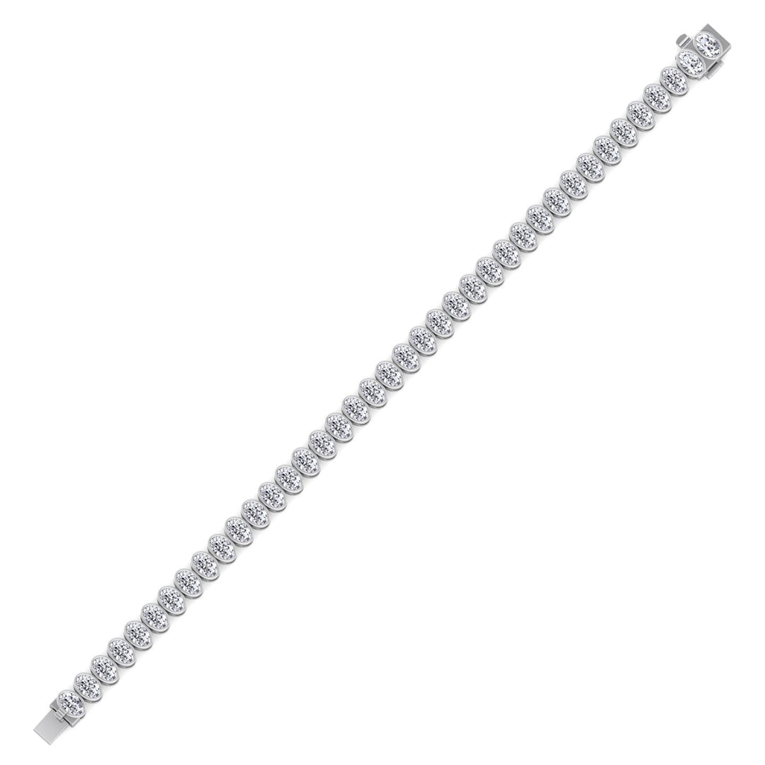 Paola - Bezel Set Oval Shape Natural Diamond Tennis Bracelet - Gem Jewelers Co
