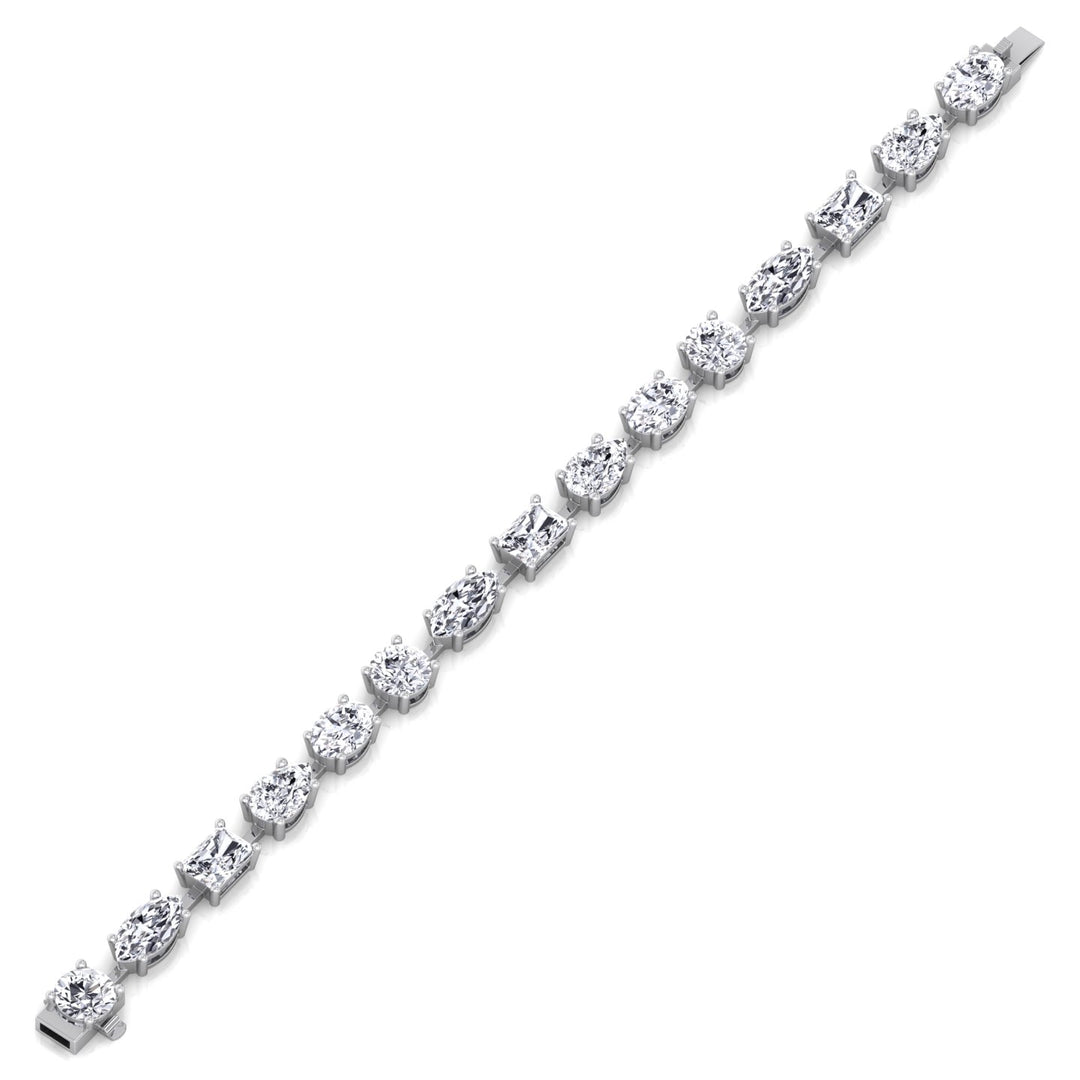 Mixed Shape Natural Diamond Tennis Bracelet White Gold