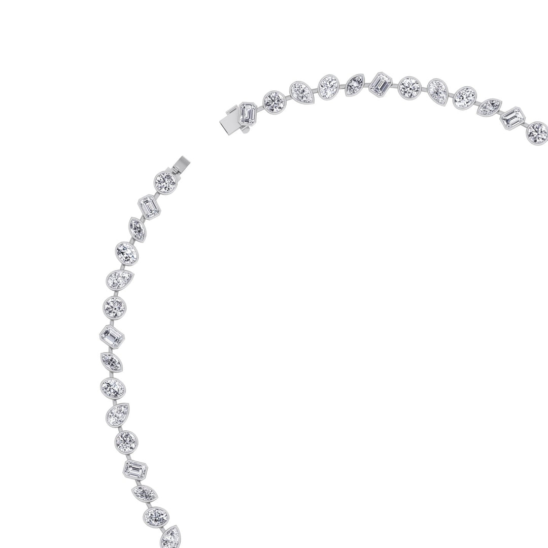 12.5CT Multi Shape Bezel Set Natural Diamond Tennis Necklace