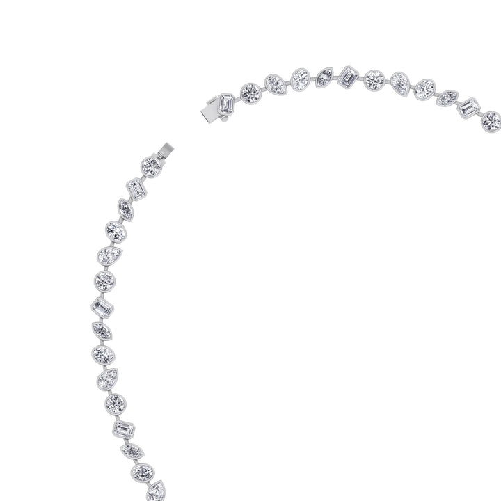 12.5CT Multi Shape Bezel Set Natural Diamond Tennis Necklace