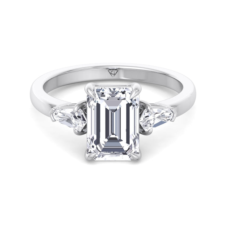 Caterina - Emerald Shape Diamond Engagement Ring With Tapered Baguette Side Stones - Gem Jewelers Co