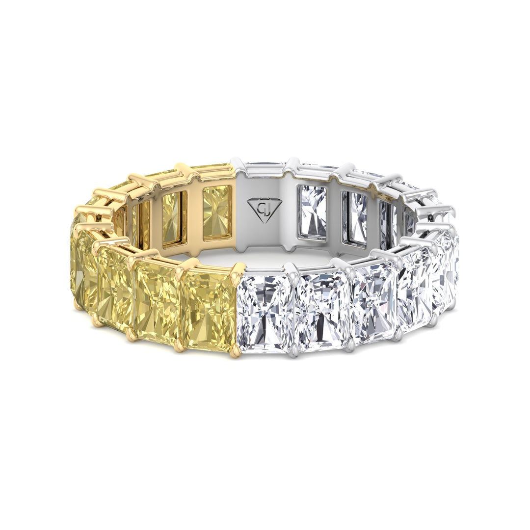 Gemma - Two Tone Radiant Cut Yellow Diamond Eternity Band - Gem Jewelers Co