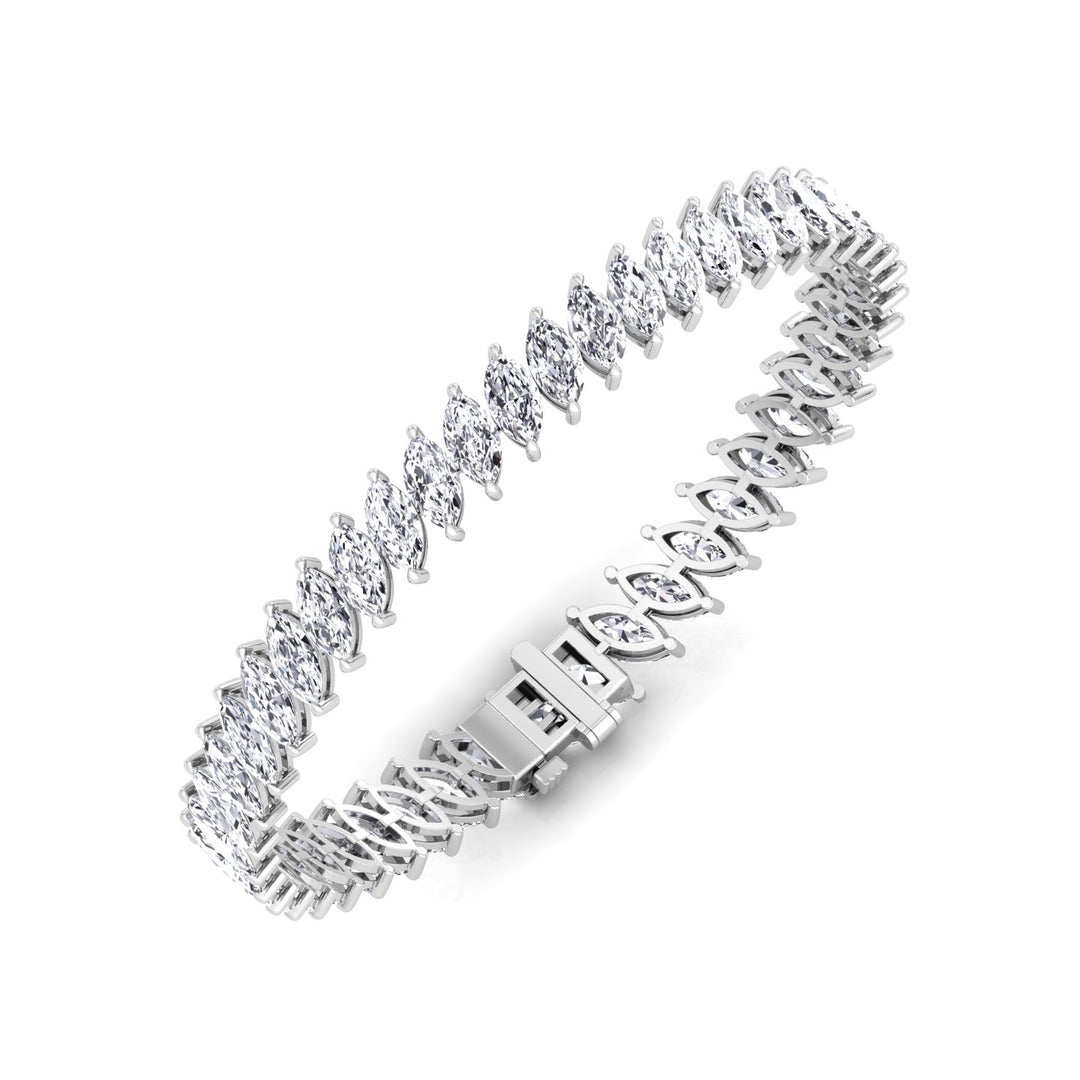 Marquise Cut Natural Diamond Tennis Bracelet 14K Solid Gold