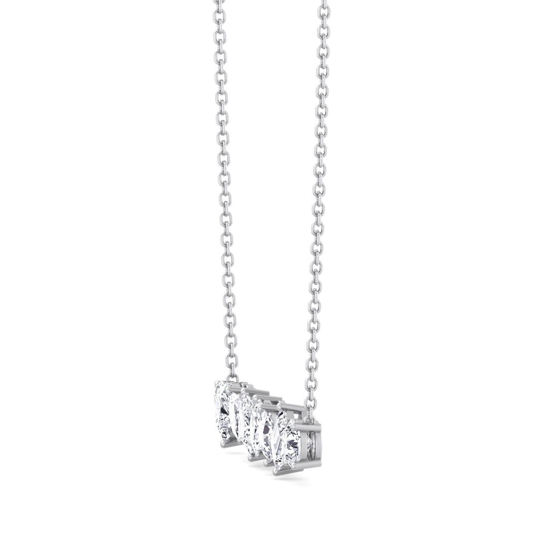 Multi Shape Natural Diamond Bar Pendant White Gold