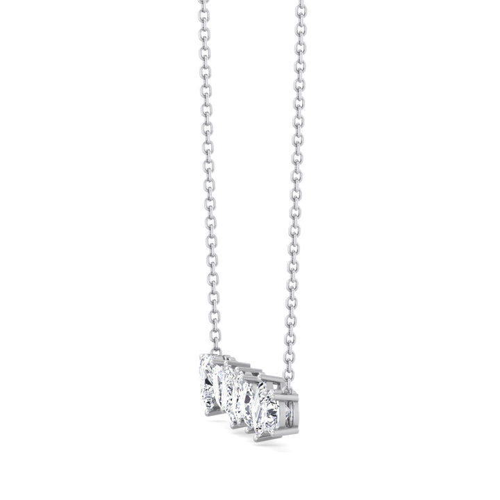Multi Shape Natural Diamond Bar Pendant White Gold