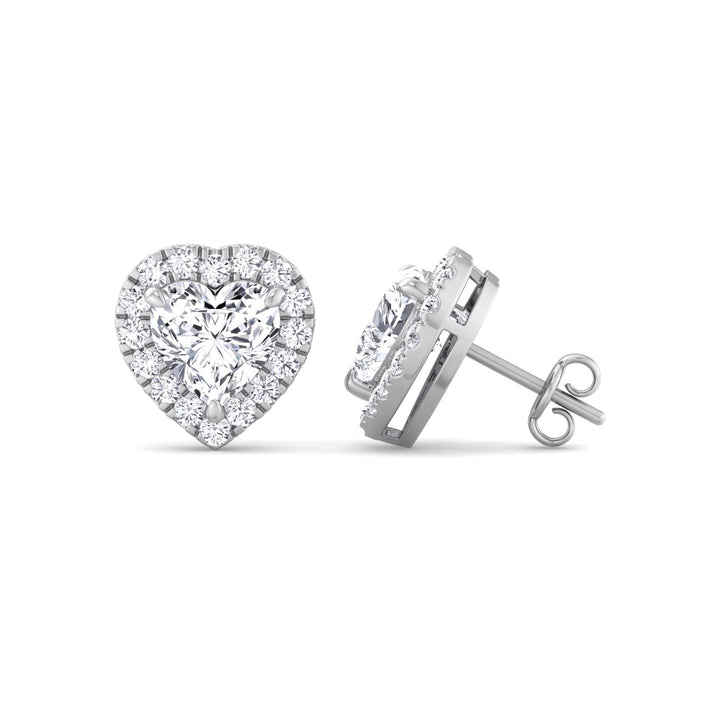 Tiana - Heart Shape Diamond Halo Studs - Gem Jewelers Co