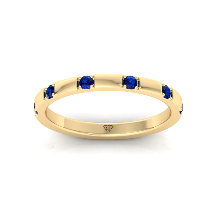 Natural Blue Sapphire Promise Band-Yellow Gold- 0.65CT