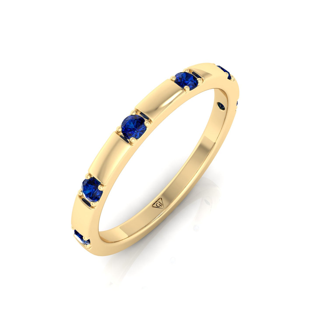 Natural Blue Sapphire Promise Band-Yellow Gold- 18K