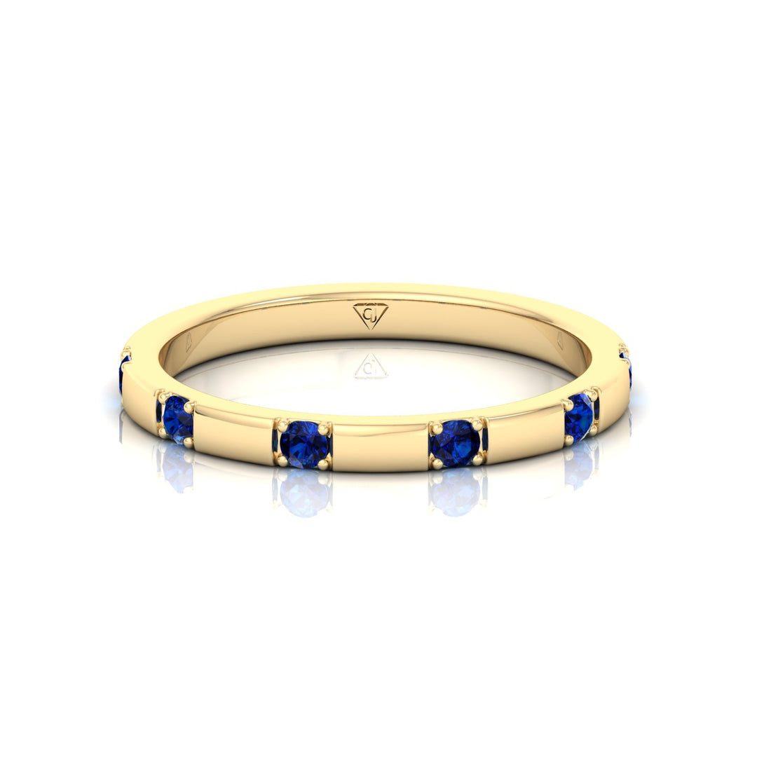 Natural Blue Sapphire Promise Band-Yellow Gold- 14K-18K-0.65CT