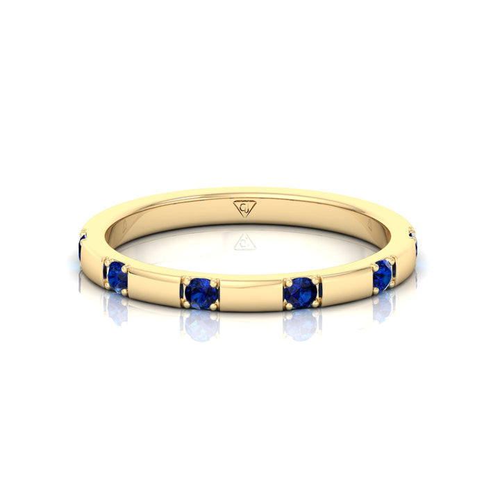 Natural Blue Sapphire Promise Band-Yellow Gold- 14K-18K-0.65CT