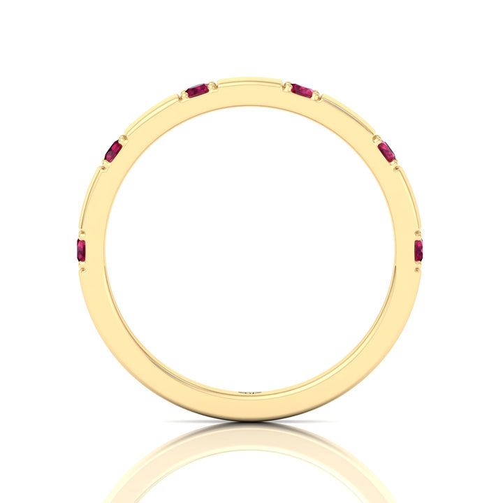 Natural Red Ruby Promise Band-0.65CT-Yellow Gold