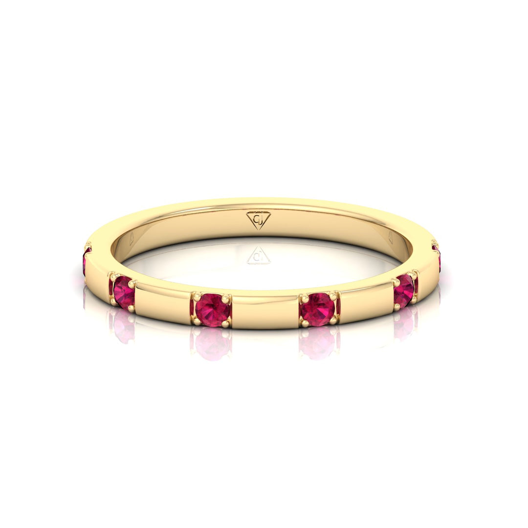 Natural Red Ruby Promise Band-0.65CT--18K-Yellow Gold