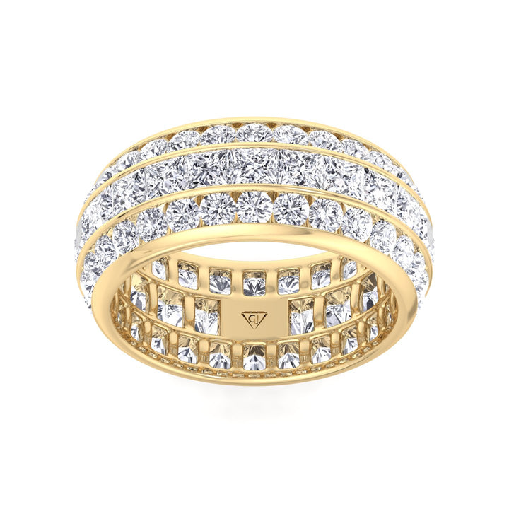 Romeo - 5.5CT 3 Row Channel Set Princess and Round Cut Diamond Eternity Band - Gem Jewelers Co
