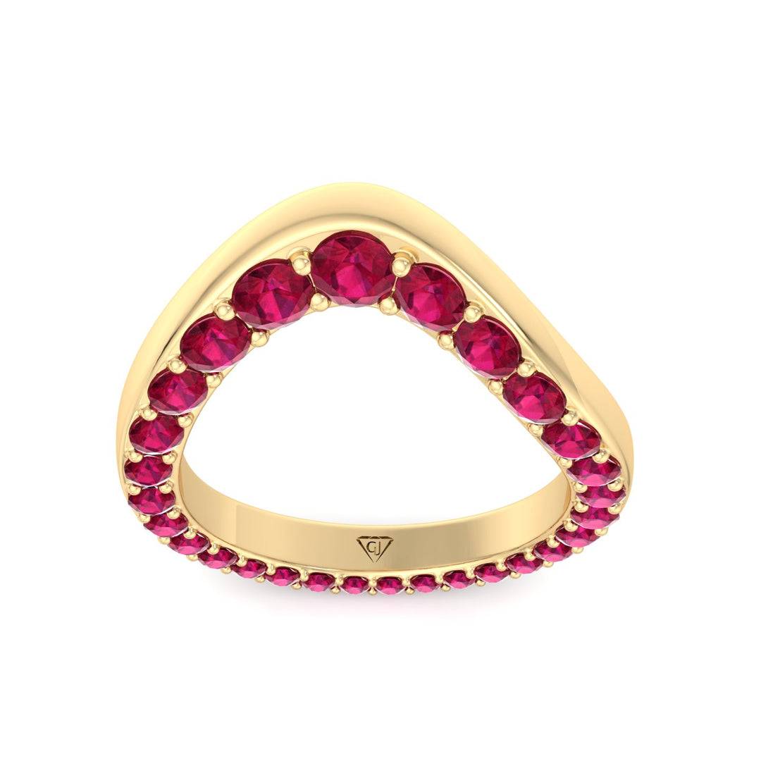 Natural Red Ruby Invisible Halo Eternity Band Yellow Gold 14K 18K