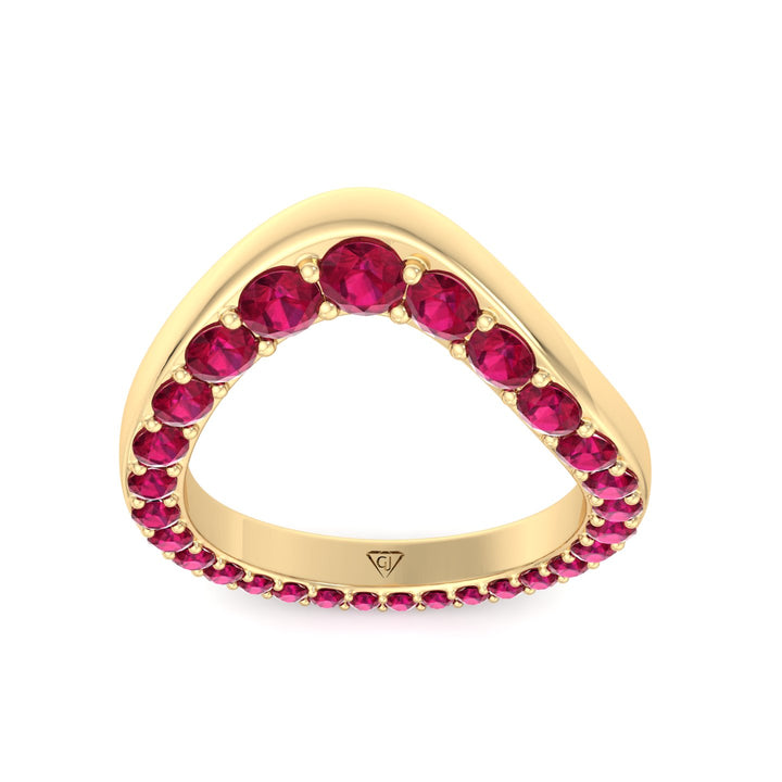 Natural Red Ruby Invisible Halo Eternity Band Yellow Gold 14K 18K
