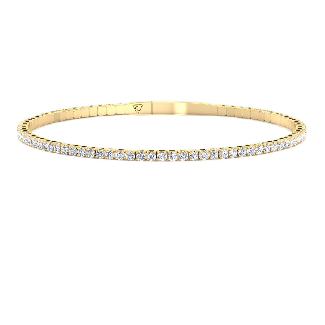 Gift Set - 1CTW Round Cut Diamond Eternity Band & 1CT Flexible Diamond Bangle in 14k Solid Gold - Gem Jewelers Co