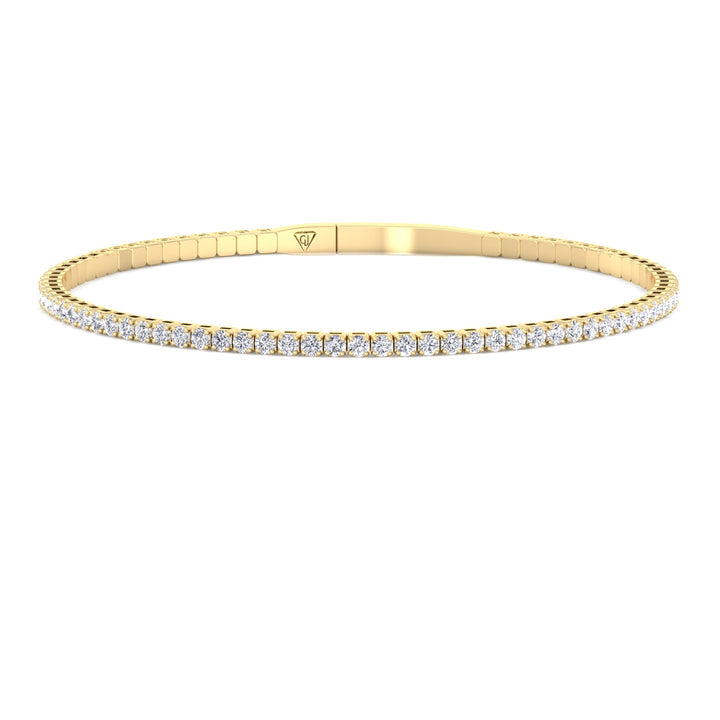 Gift Set - 1CTW Round Cut Diamond Eternity Band & 1CT Flexible Diamond Bangle in 14k Solid Gold - Gem Jewelers Co