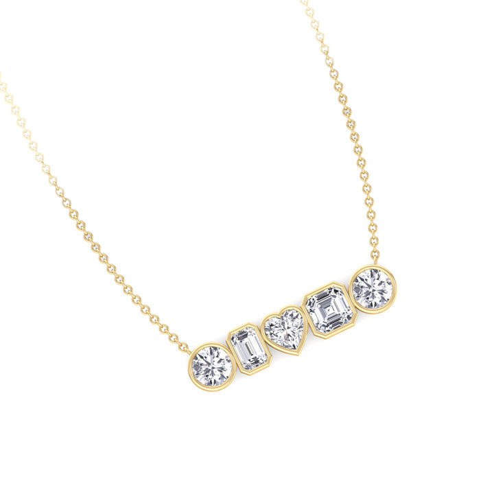 Round-Emerald-Heart-Asscher-Cut-Diamond-in- Bezel-Setting-14K-Yellow-Gold