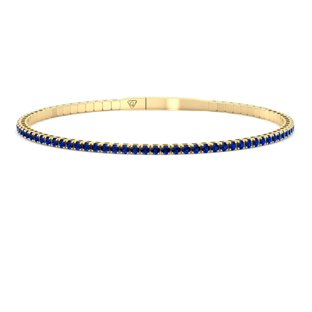 Aurora - Flexible Natural Blue Sapphire Bangle in 14K Solid Gold - Gem Jewelers Co