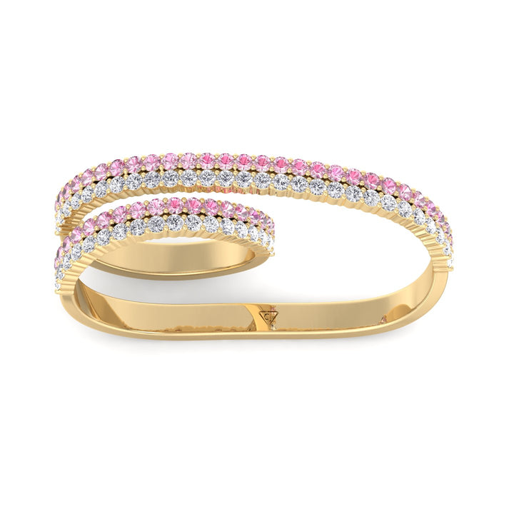 Two-Finger Ring Band-1.2CT-14K-18K-Yellow Gold