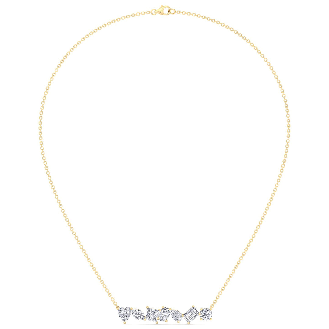 Multi Shape Natural Diamond Bar Pendant Yellow Gold 14K 18K