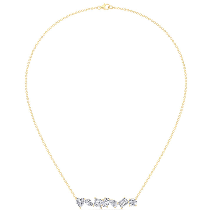 Multi Shape Natural Diamond Bar Pendant Yellow Gold 14K 18K