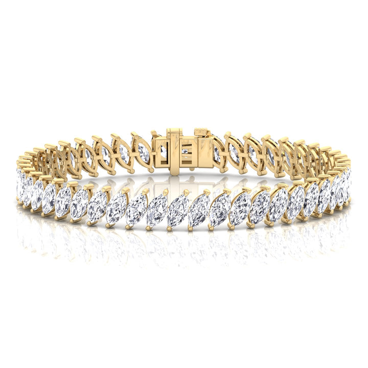 Marquise Cut Natural Diamond Tennis Bracelet 14K Solid Gold