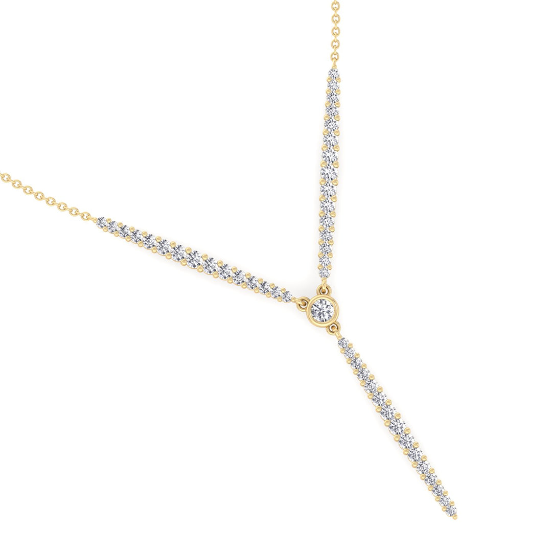 Natural Eternity Style Diamond Lariat  Necklace Yellow Gold 14K 18K