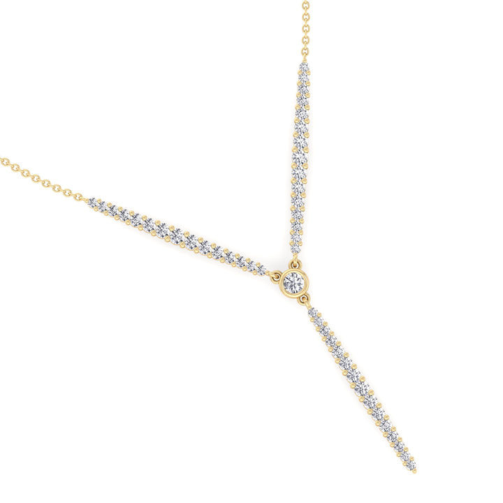 Natural Eternity Style Diamond Lariat  Necklace Yellow Gold 14K 18K