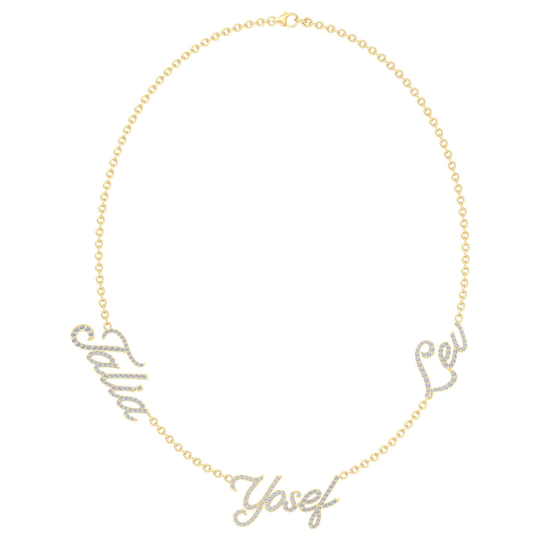 1.50CT T.W. Custom 3 Name Diamond Necklace - Gem Jewelers Co