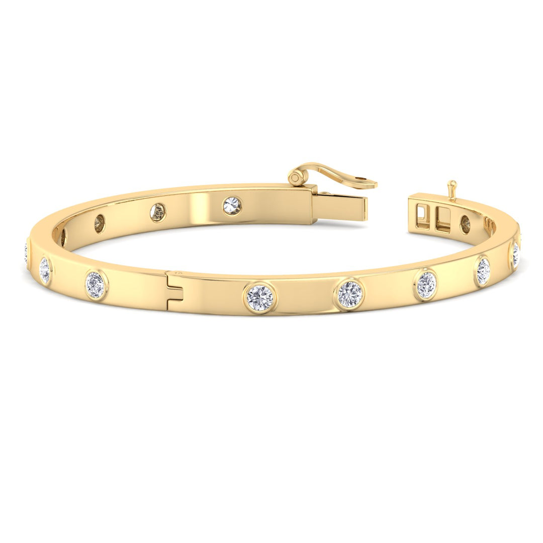 Anza - Round Cut Bezel Set Natural Diamond Bangle - Gem Jewelers Co