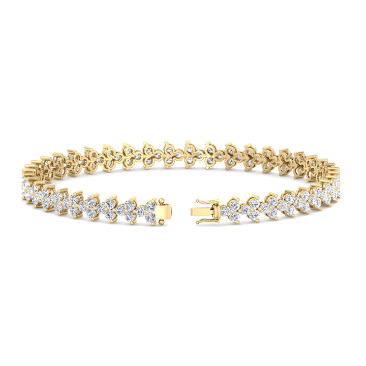 Natural Diamond Trio Tennis Bracelet Yellow Gold 14K 18K