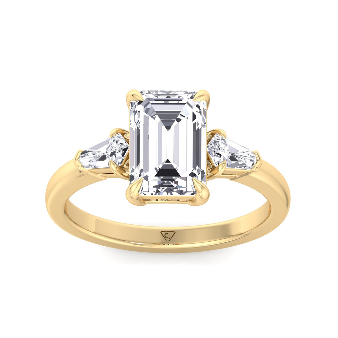 Caterina - Emerald Shape Diamond Engagement Ring With Tapered Baguette Side Stones - Gem Jewelers Co