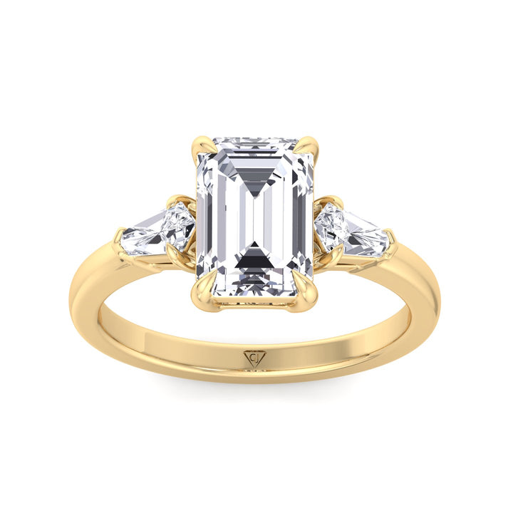 Caterina - Emerald Shape Diamond Engagement Ring With Tapered Baguette Side Stones - Gem Jewelers Co